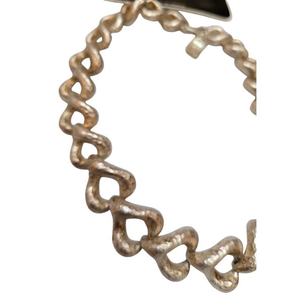 Vintage 80s Rare Alexis Lahellec Paris NOS Matte Silver Metal Heart Necklace - Picture 4 of 10